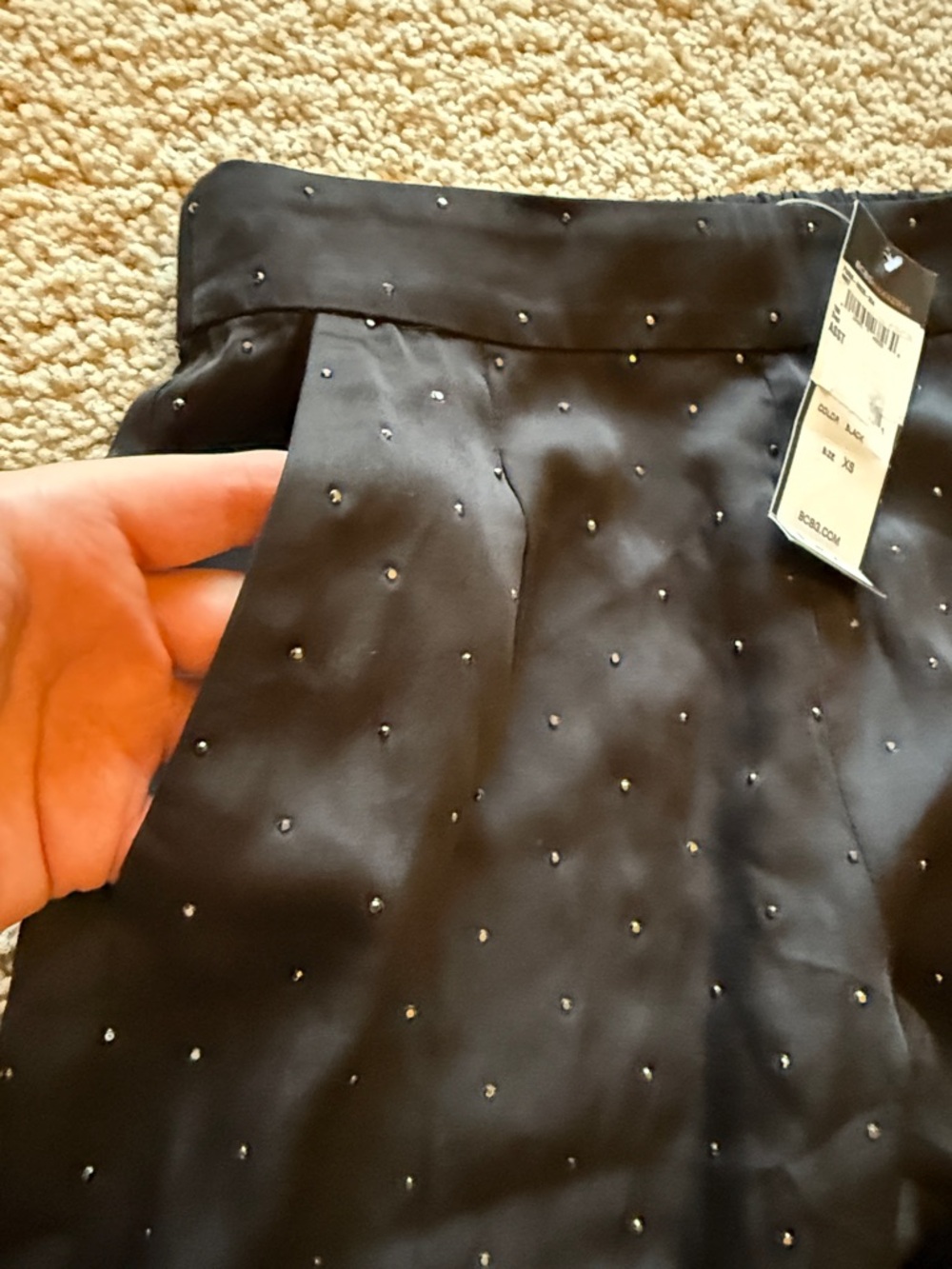 BCBG MaxMara Black Micro Diamond Sparkle Dress Trousers